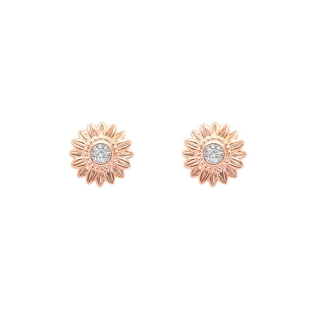 Rose Gold Sunflower Stud Earrings - Picture 5 of 5